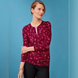 TALBOTS Charming Cardigan Abstract Leopard